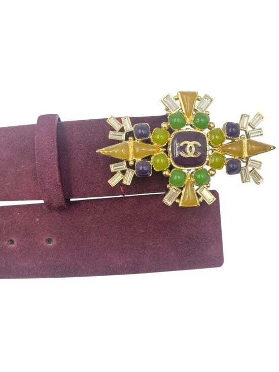 Chanel Gripoix Belt CC Logo Suede Purple main image 4